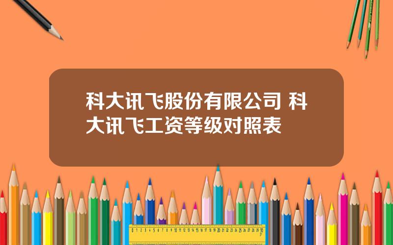 科大讯飞股份有限公司 科大讯飞工资等级对照表